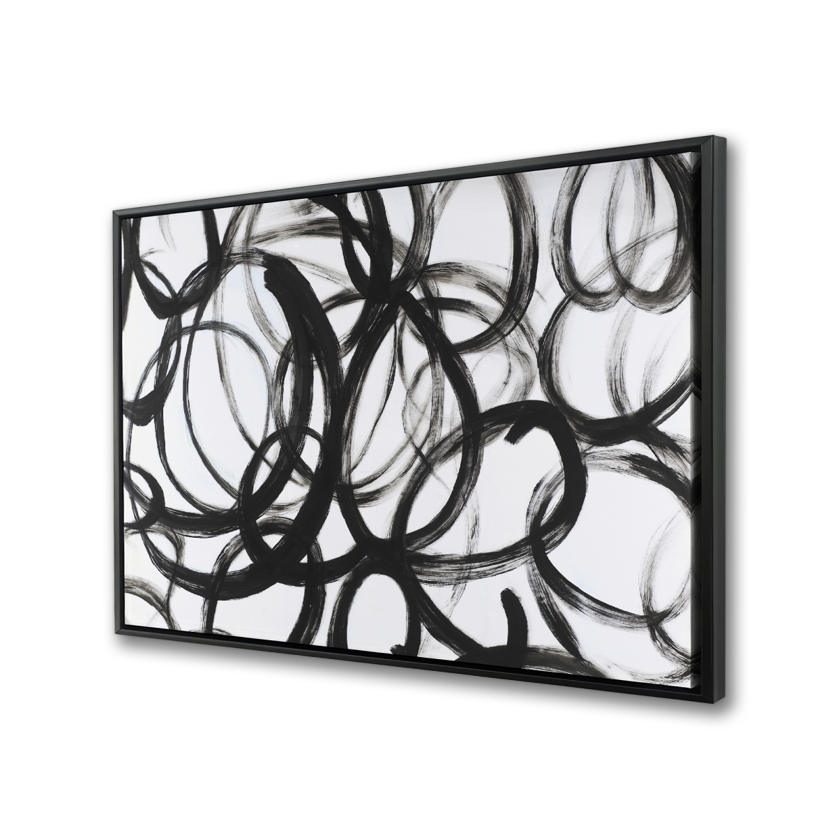 C1FC2436BG71U3 24 x 36 in. Abstract Curly Lines - Black & White Framed Canvas Art