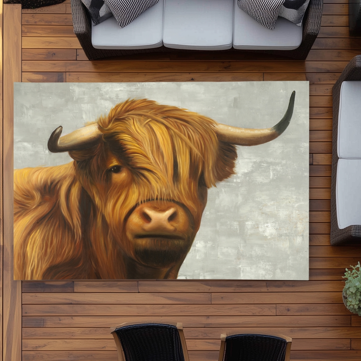 C1ROAR57MSRTMK 5 x 7 ft. Highland Cattle - Brown Rustic Outdoor Area Rug for Home Decor - Rectangle