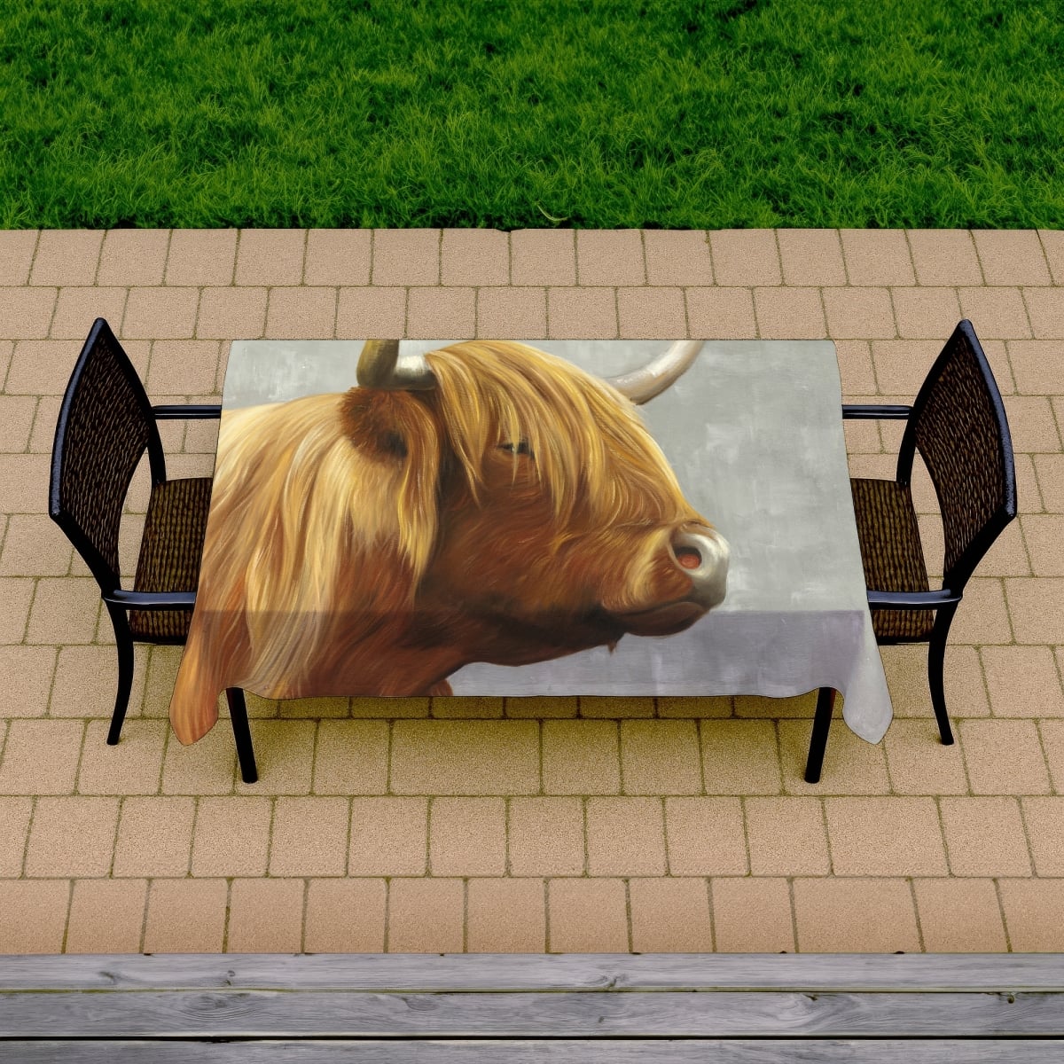 C1TCLRGECLWBXT 58 x 102 in. Beautiful Highland Cattle Tablecloth - Rustic Brown Decor