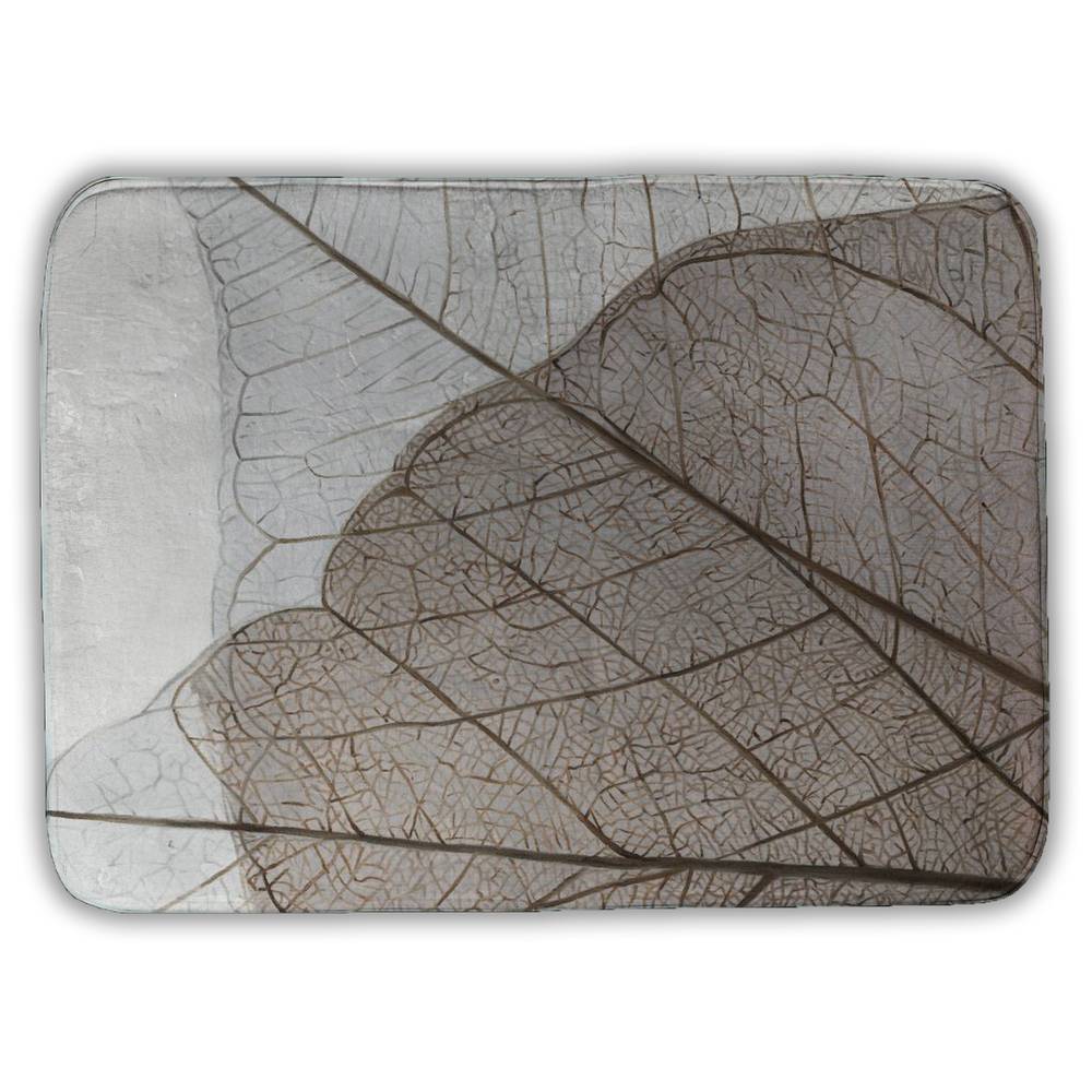 5930-2417-FL377 17 x 24 in. Rustic Brown Bath Mat - Translucent Dried Leaves Design