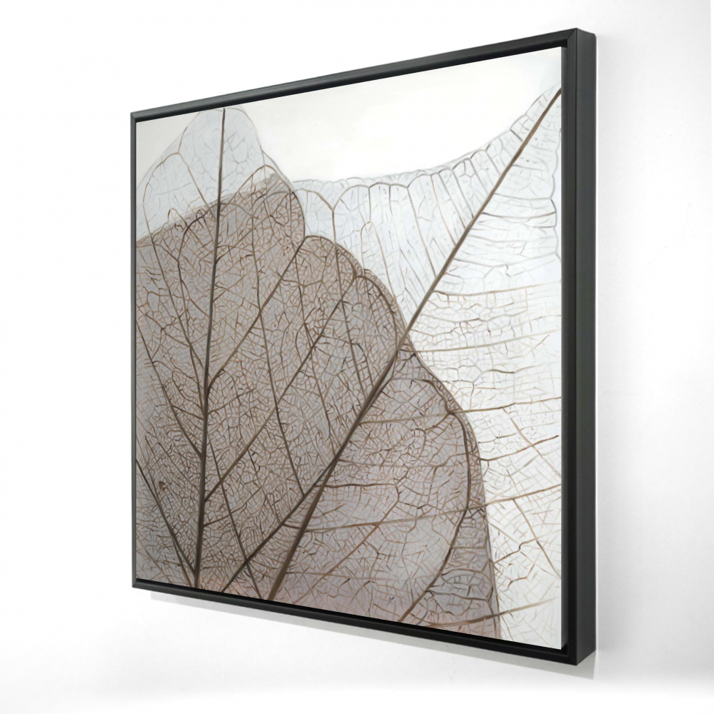 2081-2424-FL377 24 x 24 in. Botanical Rustic Framed Canvas - Translucent Dried Leaves Decor