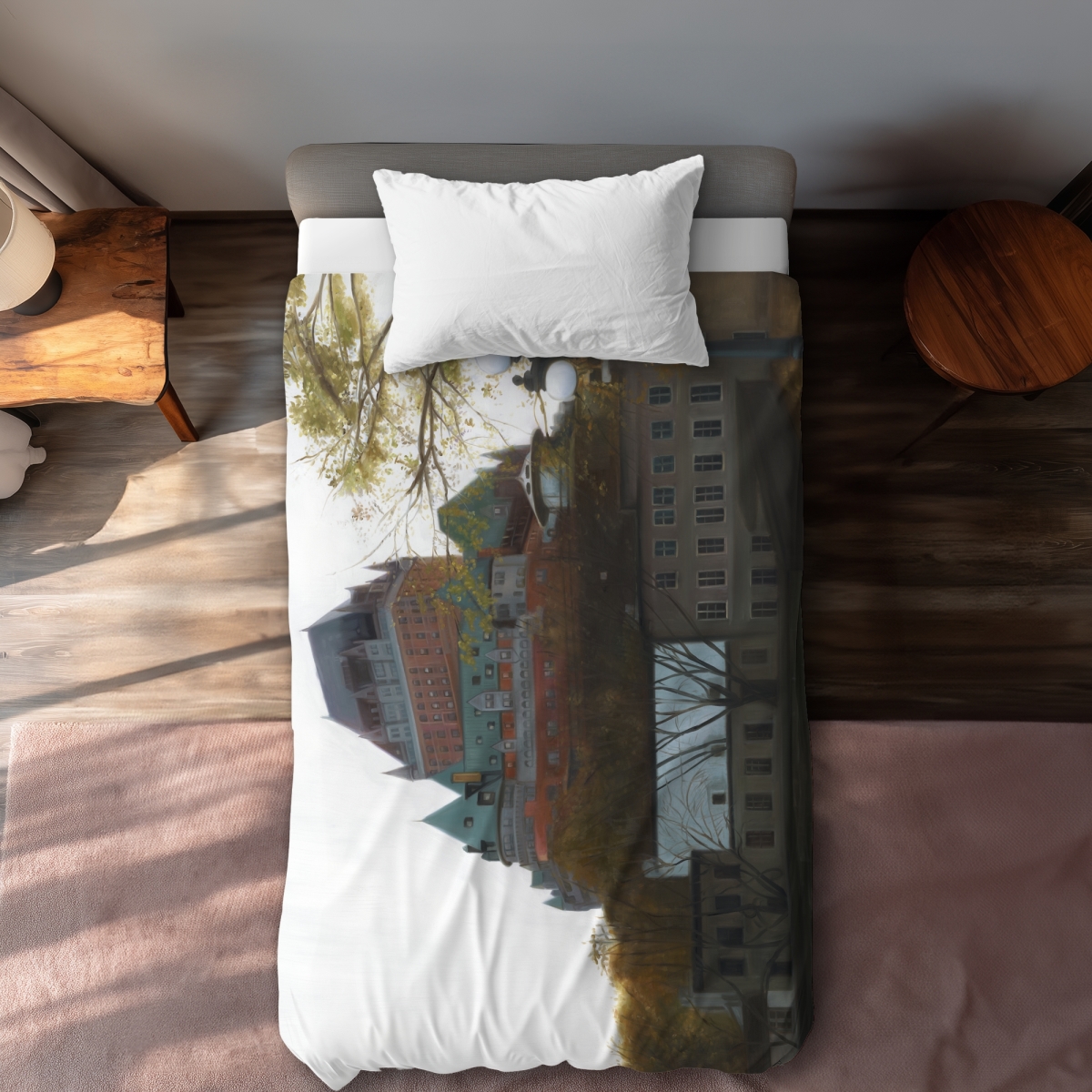 C1DCTXLWV5EFFD Twin Extra Long Le Chateau De Frontenac Autumn Duvet Cover - Hyperrealist Home Decor