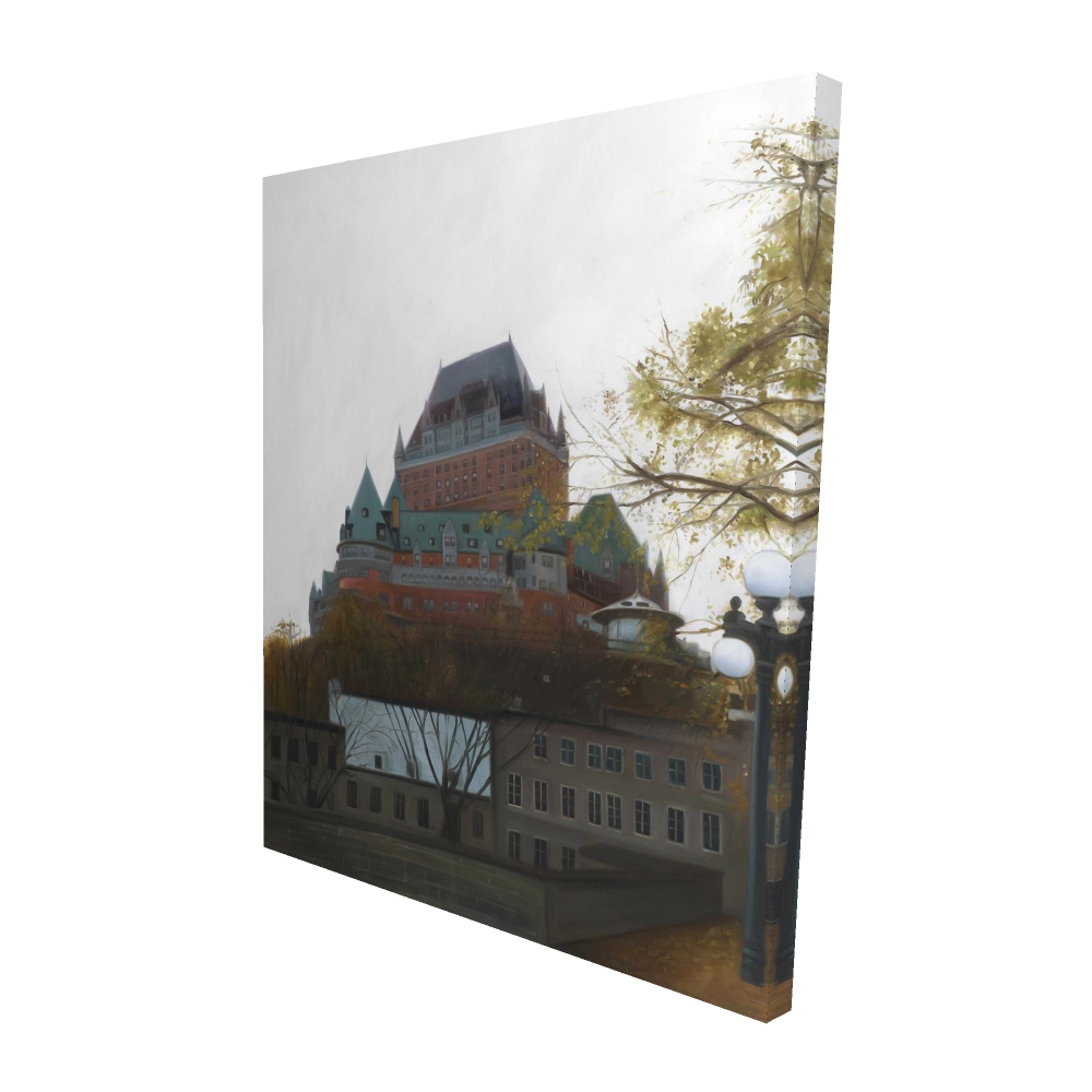 2080-6048-AR17 48 x 60 in. Le Chateau De Frontenac in Autumn - Architecture Trees Canvas