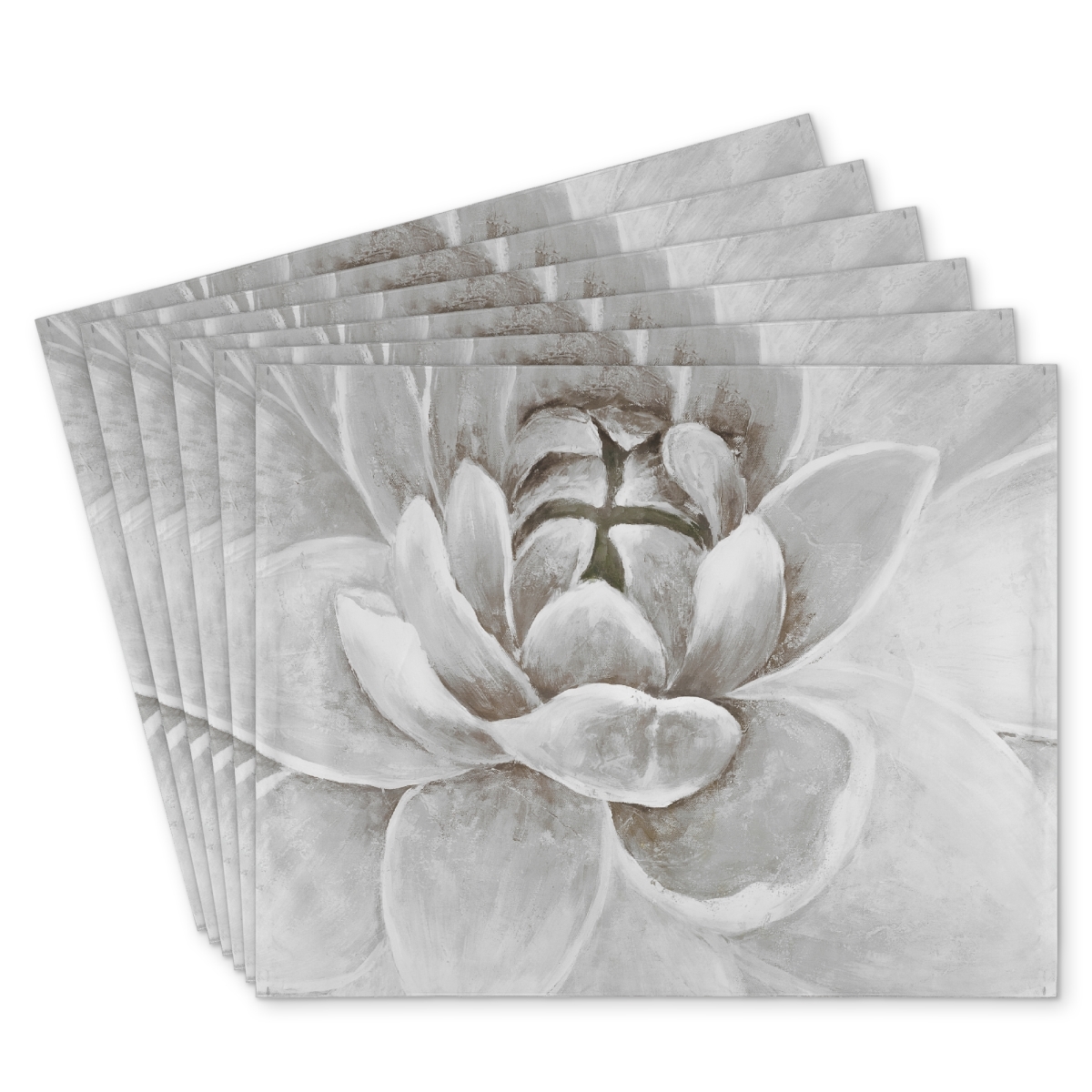 Picture of Begin Home Decor C6PP141880S0NV 14 x 18 in. Delicate White Chrysanthemum Polyester Placemat - Home Decor - Set of 6