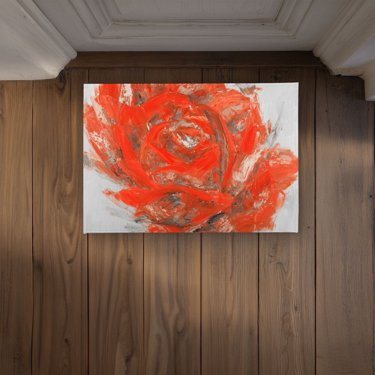 CODM1724UIY8N0 17 x 24 in. Abstract Red Flower Door Mat - Romantic Home Decor Indoor Outdoor