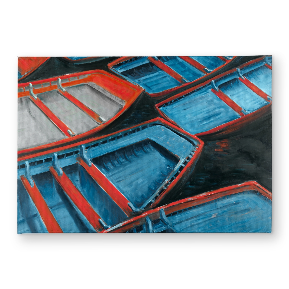 CODM1724W3JCWT 17 x 24 in. Small Blue & Red Canoes Indoor Outdoor Door Mat - Coastal Decor