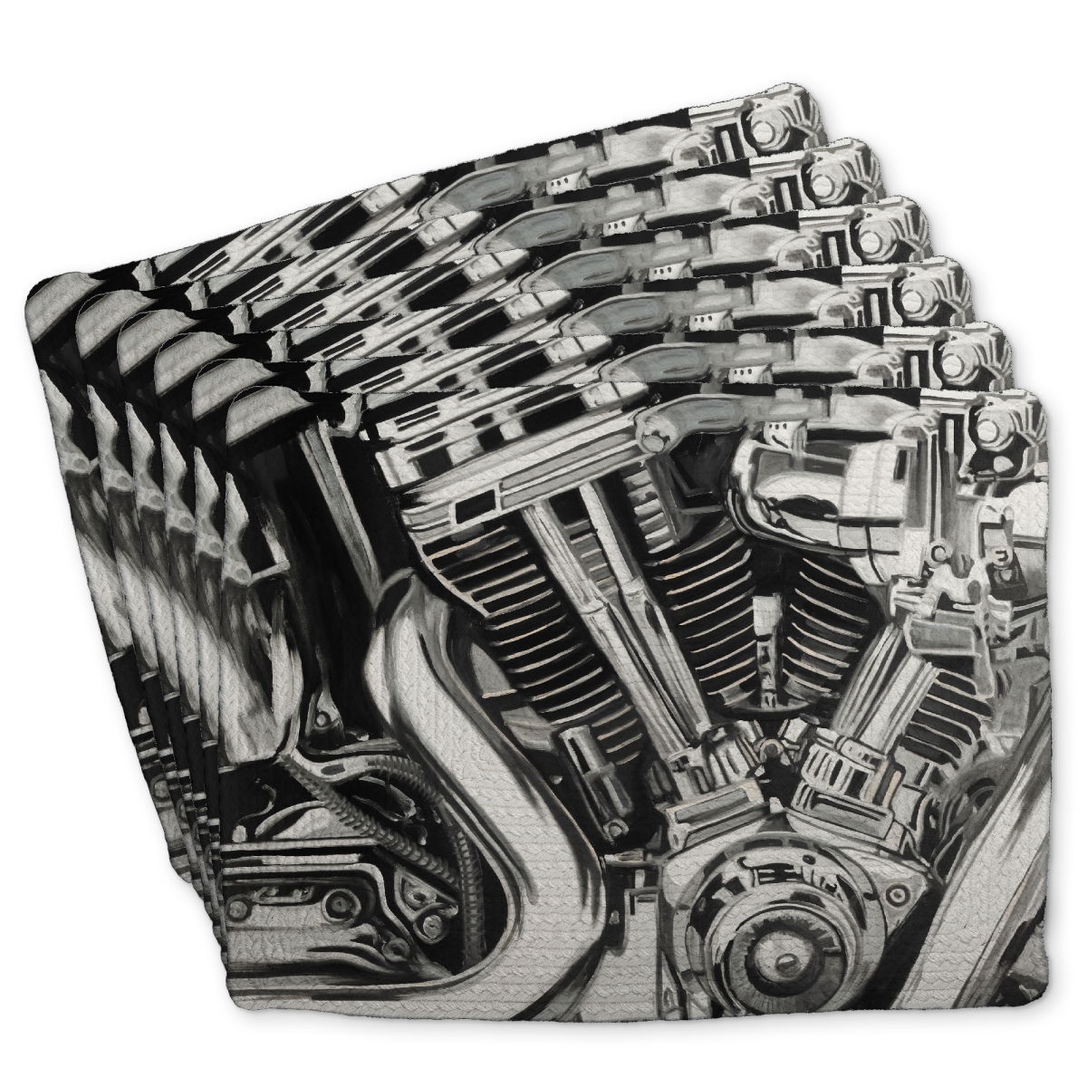 Picture of Begin Home Decor C6BP1418Y62XUE 14 x 18 in. Mechanism of a Motorcycle Braided Polyester Placemat - Home Decor - Set of 6