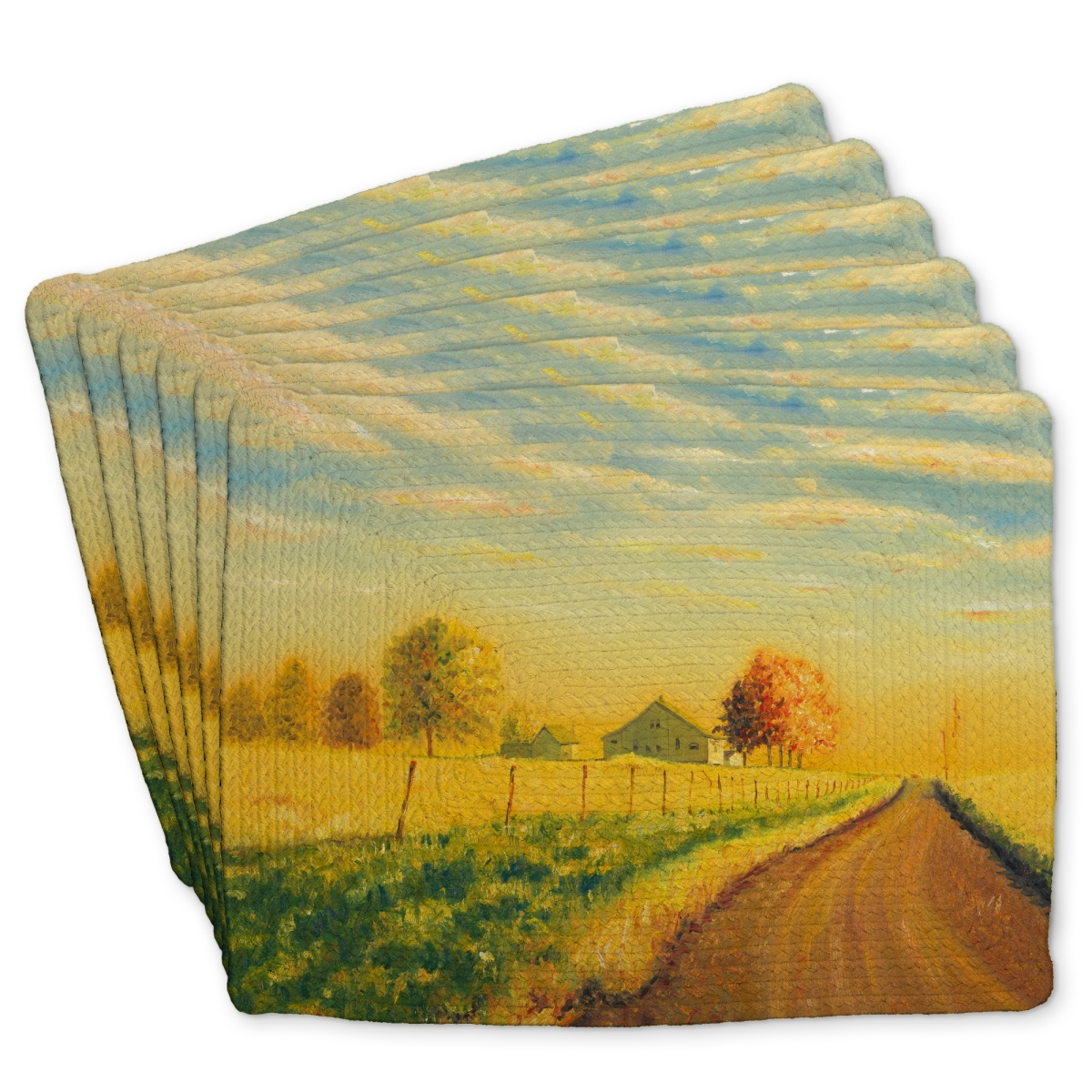 Picture of Begin Home Decor C6BP1418JM8SBZ 14 x 18 in. In the Countryside Braided Polyester Placemat - Home Decor - Set of 6