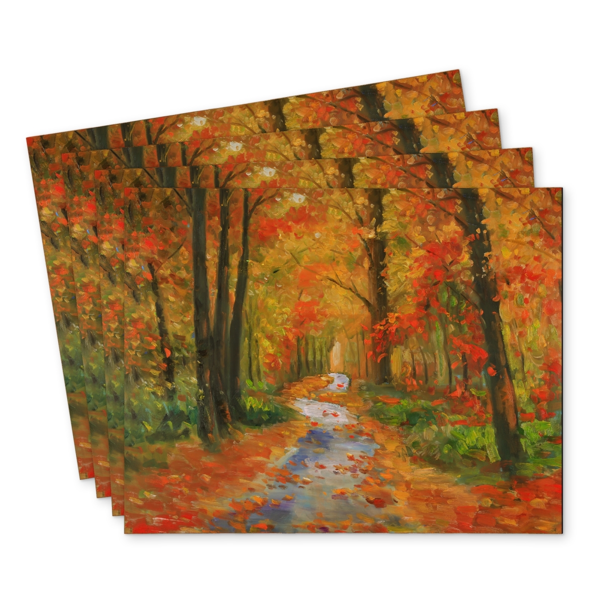 Picture of Begin Home Decor C4PP1418JHUB0W 14 x 18 in. Autumn Trail Polyester Placemat - Home Decor Essentials - Set of 4