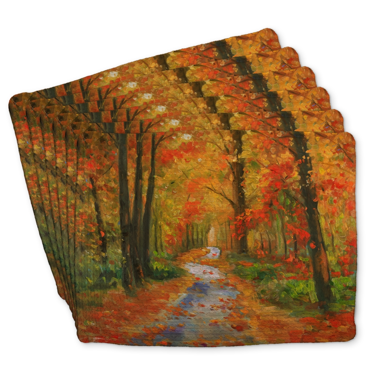 Picture of Begin Home Decor C6BP1418W87A6O 14 x 18 in. Autumn Trail Braided Polyester Placemat for Home Decor - Set of 6