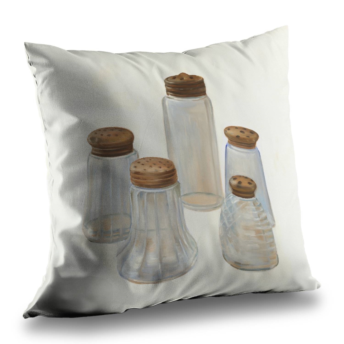 C1PT1414Y4EXVB 14 x 14 in. Vintage Salt & Pepper Shaker - Still Life Beige Throw Pillow