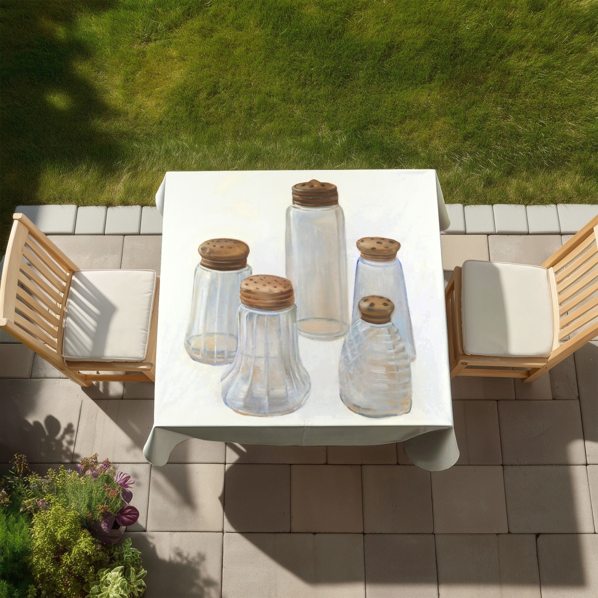 Picture of Begin Home Decor C1TC5858RF7AC5 58 x 58 in. Gray Vintage Salt & Pepper Shaker Tablecloth - Indoor & Outdoor