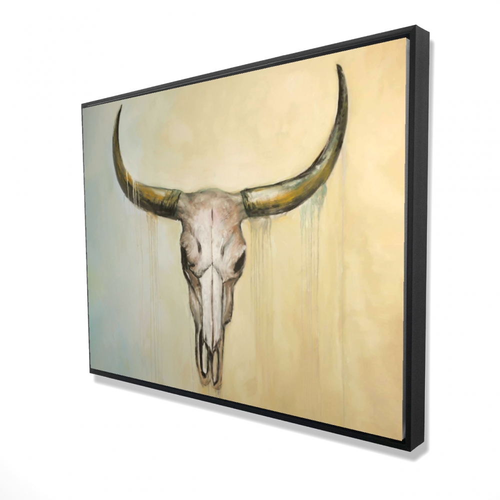 2081-3648-AN258 36 x 48 in. Cow Skull - Rustic Framed Canvas Home Decor for Animal Lovers