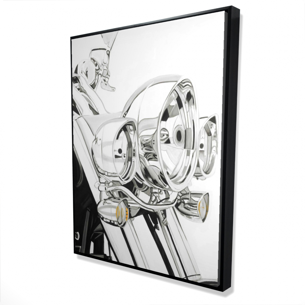2081-4836-TR55 36 x 48 in. Motorcycle Light - Monochrome Framed Canvas Home Decor