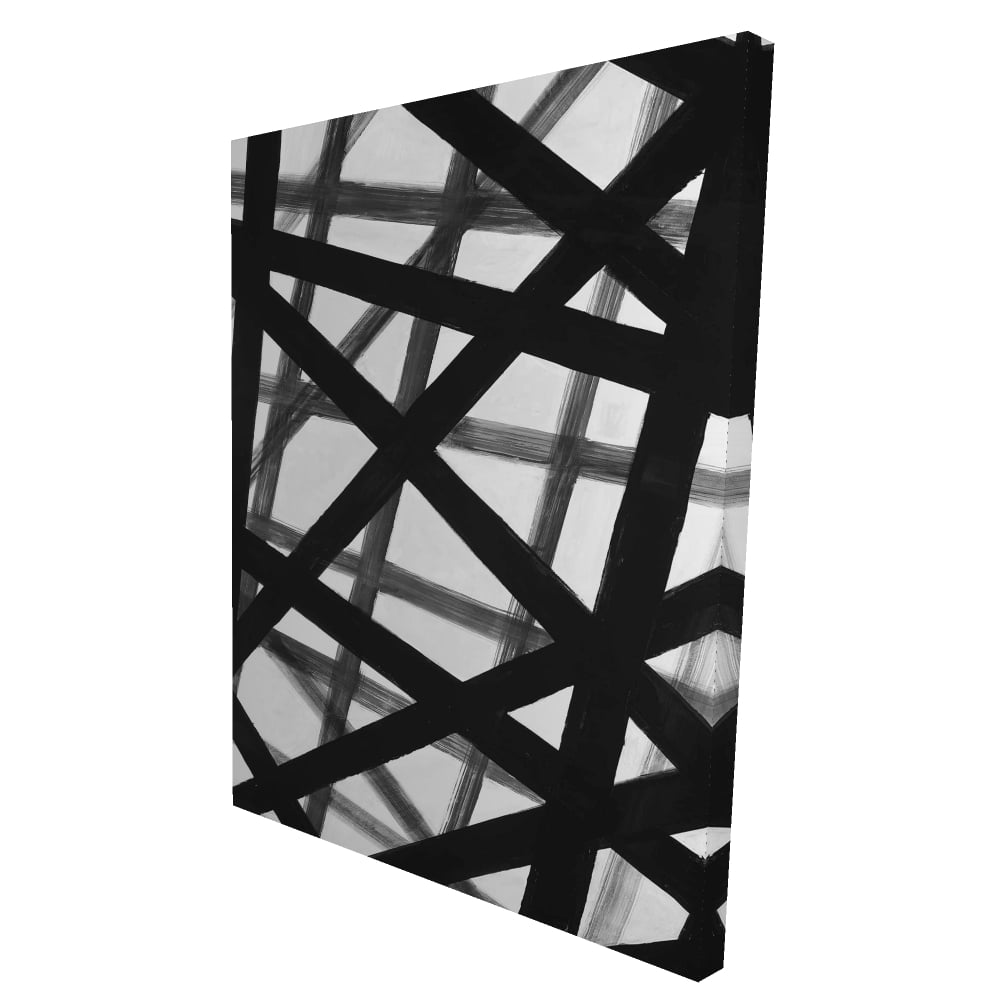2080-4836-AB31 36 x 48 in. Abstract Bold Lines - Black Pattern Canvas for Home Decor