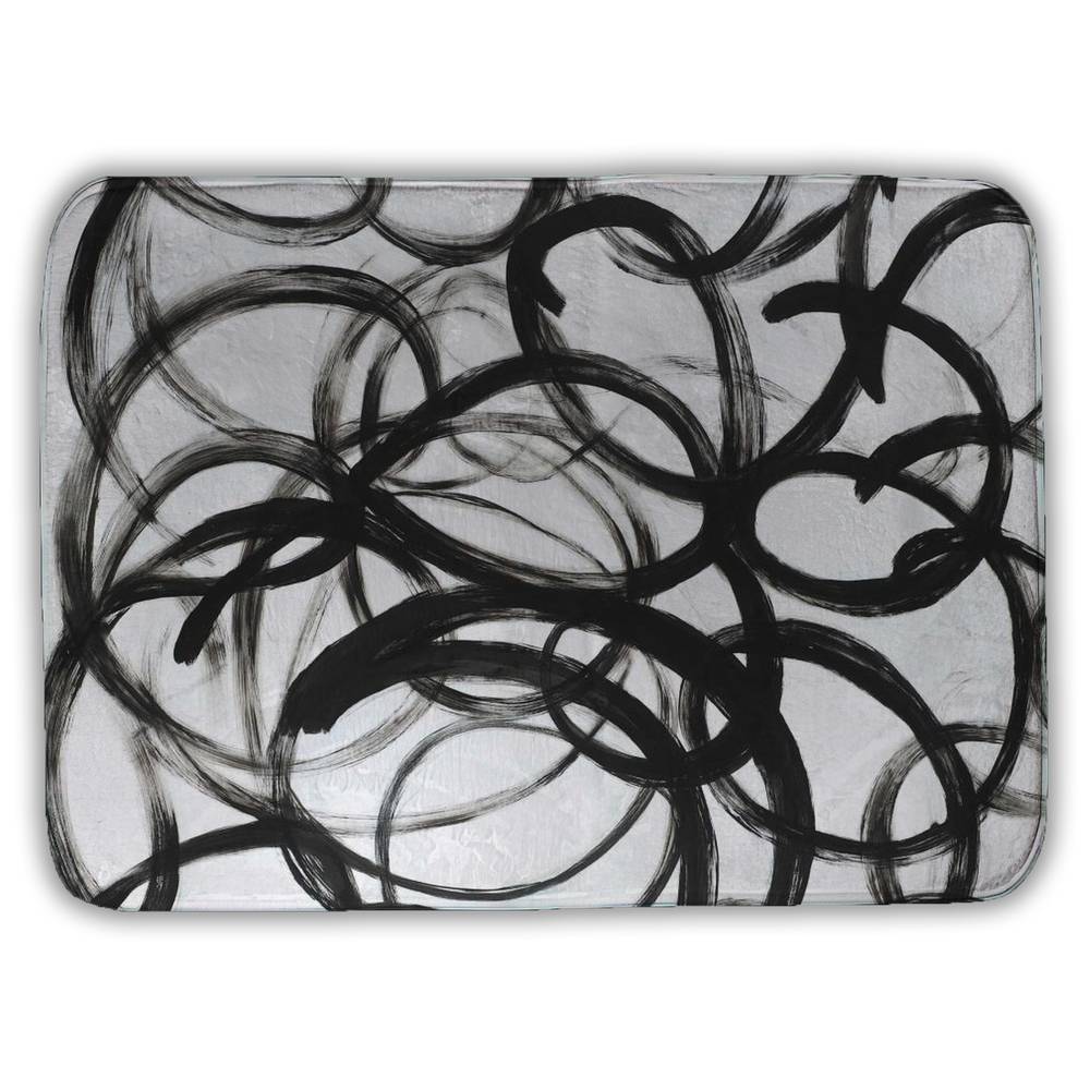 5930-2417-AB32 17 x 24 in. White Abstract Curly Lines Bath Mat - Home Decor Accessory