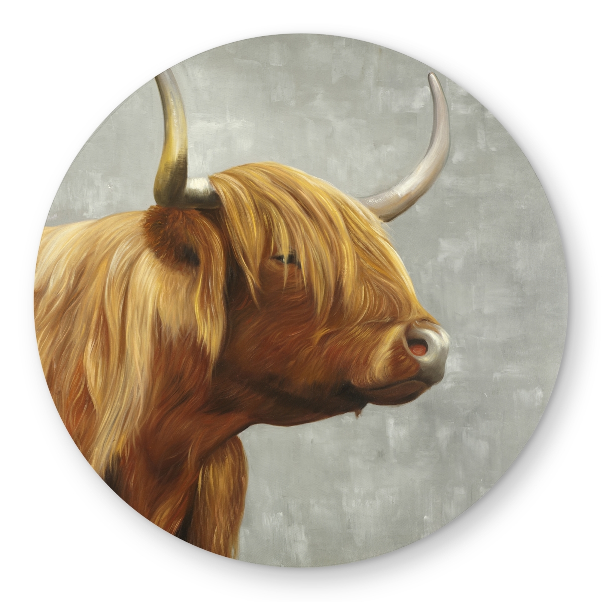 C1COAR55PKIGLW 5 x 5 ft. Beautiful Highland Cattle Rug - Brown Rustic Outdoor Decor - Round