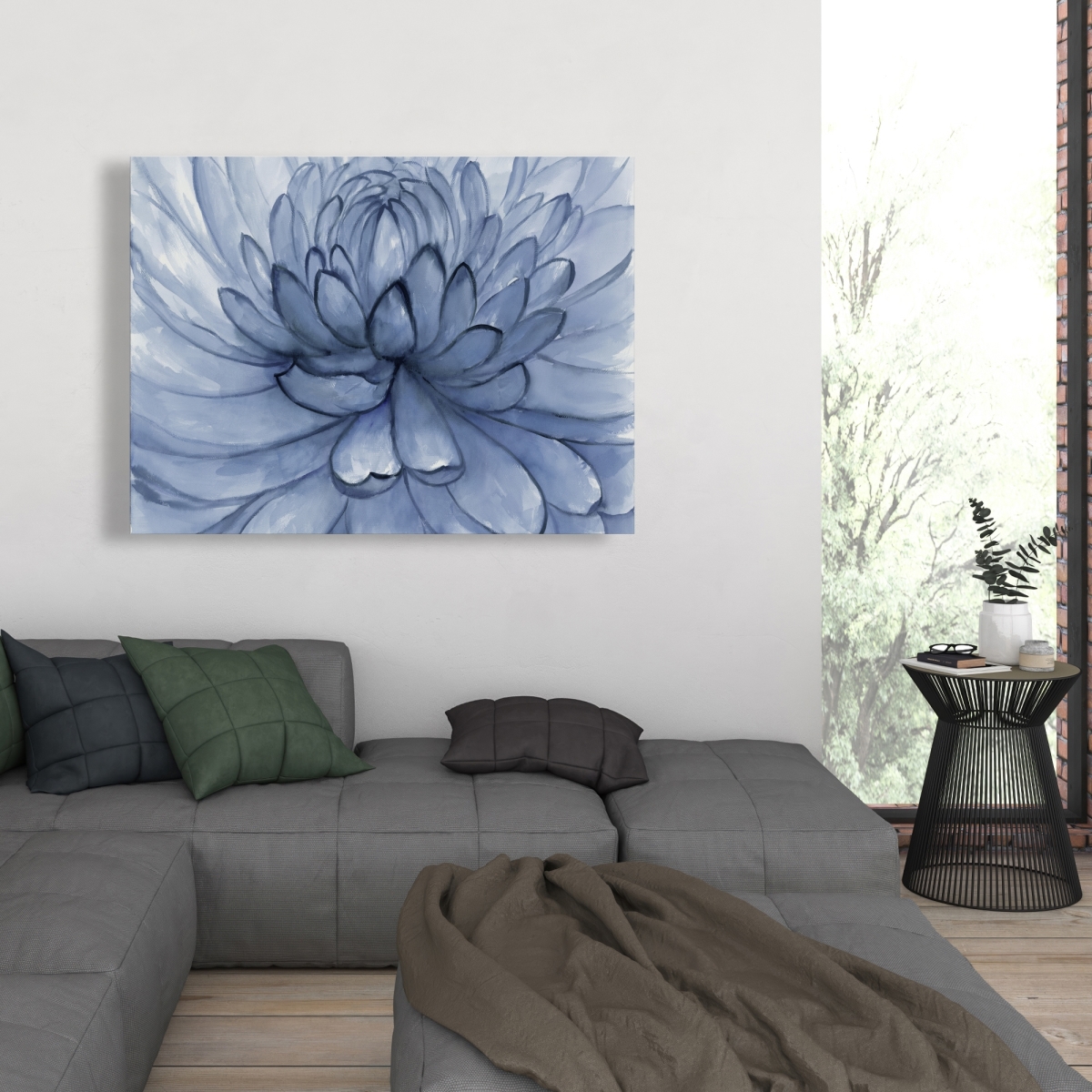 C1RC3648IQGEJU 36 x 48 in. Blue Petals Flower Canvas - Floral Home Decor Art Print