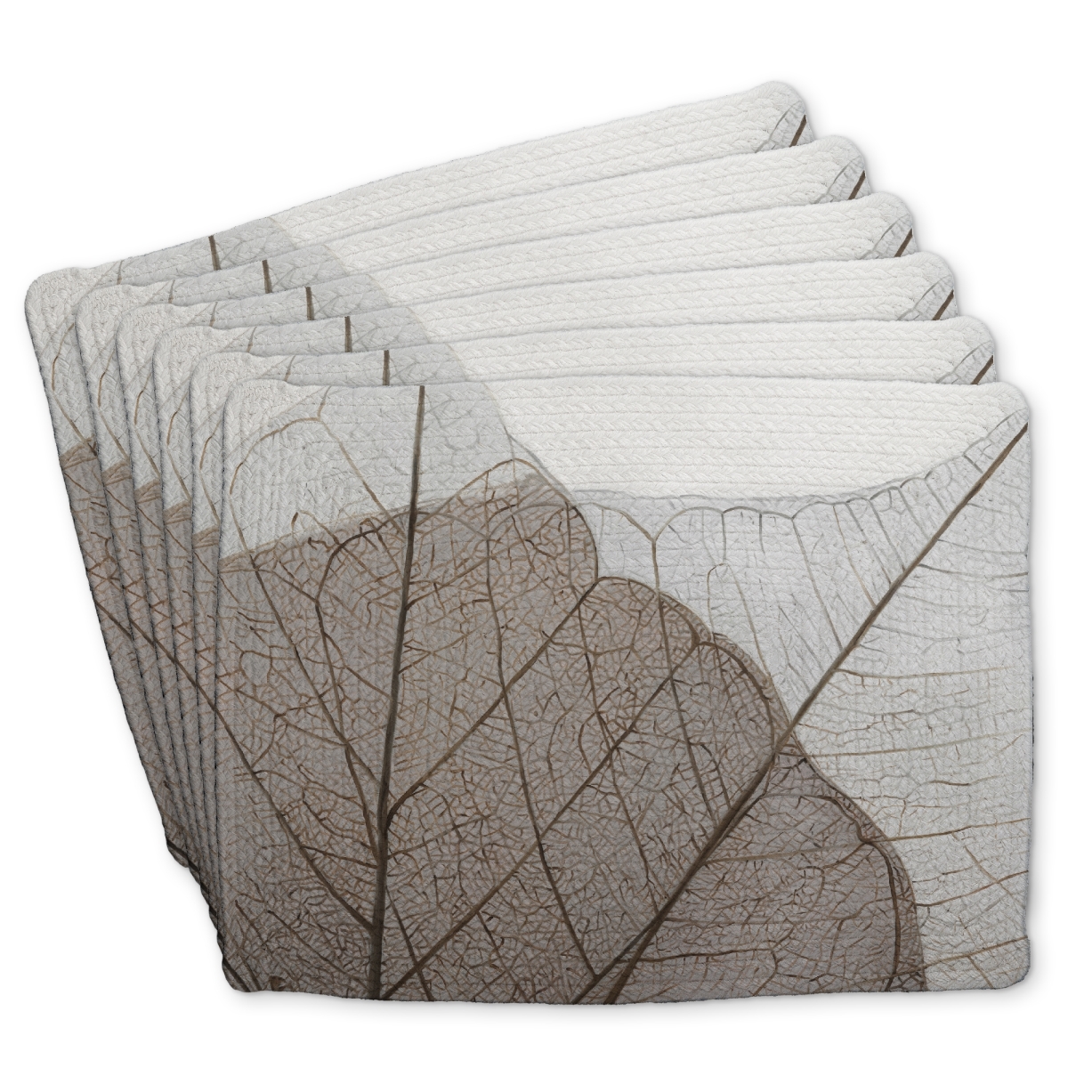 Picture of Begin Home Decor C6BP1418RBTV3C 14 x 18 in. Translucent Dried Leaves Braided Polyester Placemat - Home Decor - Set of 6
