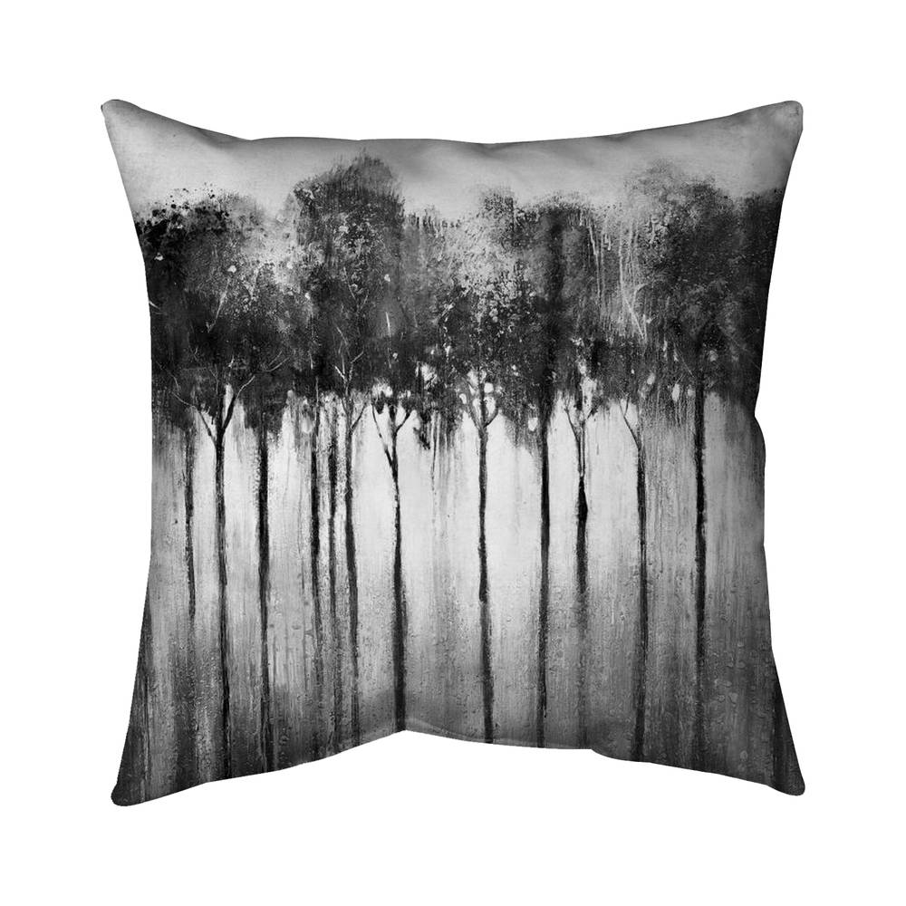 5541-1616-LA11-1 16 x 16 in. Gray Abstract Forest Pillow - Black & White Home Decor