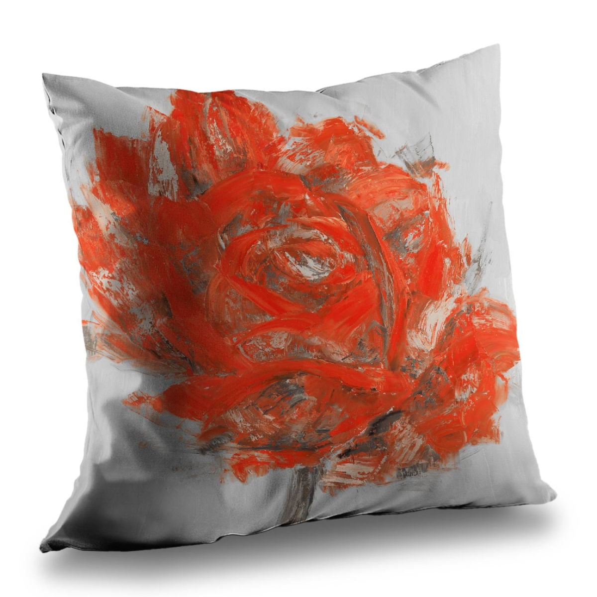 C1PT1414ELSURQ 14 x 14 in. Abstract Red Flower Poly Twill Throw Pillow - Home Decor