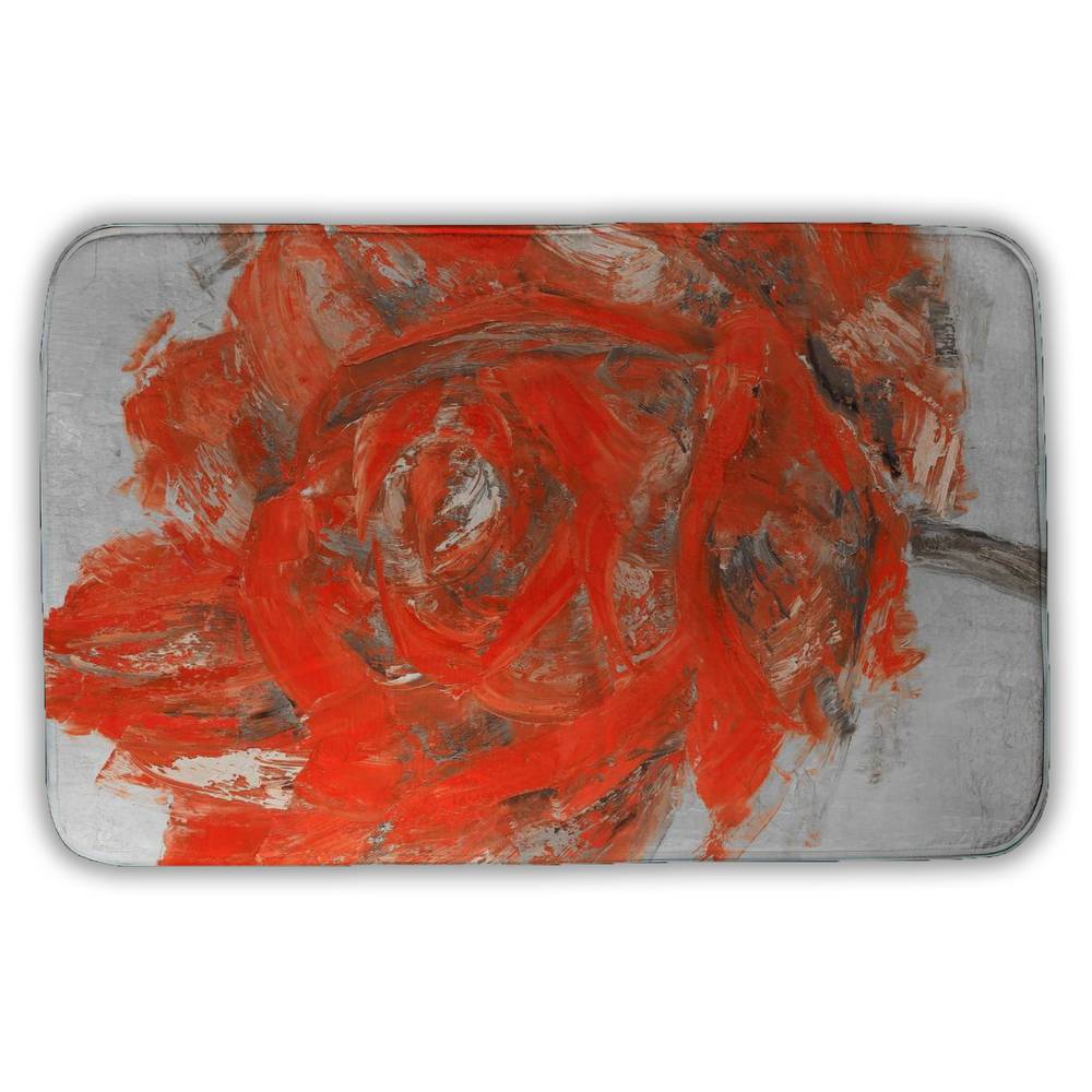 5930-3421-FL178 21 x 34 in. Abstract Red Flower Bath Mat - Floral Home Decor Accessory