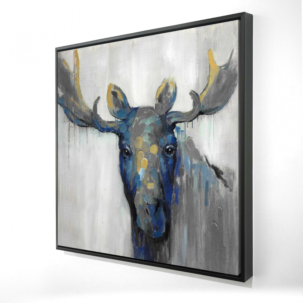 2081-3636-AN22-1 36 x 36 in. Blue Moose - Best Selling Rustic Framed Canvas Home Decor