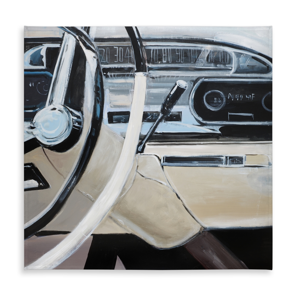 Picture of Begin Home Decor C1TC5858XTXPAD 58 x 58 in. 1950s Car Dashboard Gray Tablecloth - Indoor & Outdoor Decor