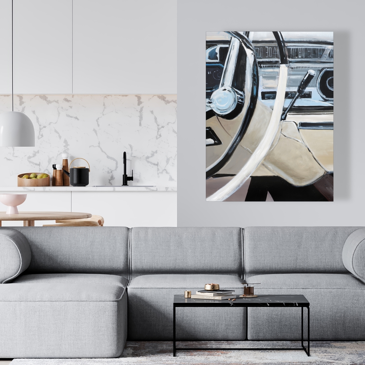 C1RC3648BDIG61 36 x 48 in. 1950s Car Dashboard Canvas - Vintage Office Decor for Home
