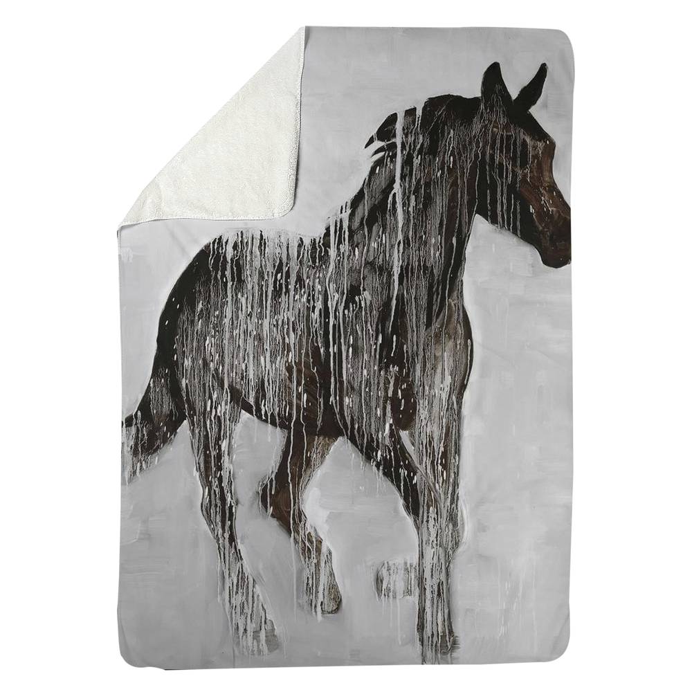 5545-8060-AN298 60 x 80 in. Abstract Brown Horse Sherpa Fleece Blanket - Farmhouse Decor