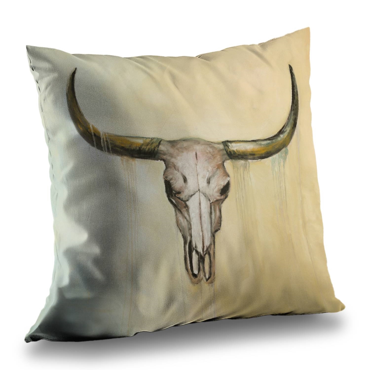 C1PT1414DH3GZ3 14 x 14 in. Cow Skull Rustic Animals Throw Pillow Insert for Home Decor