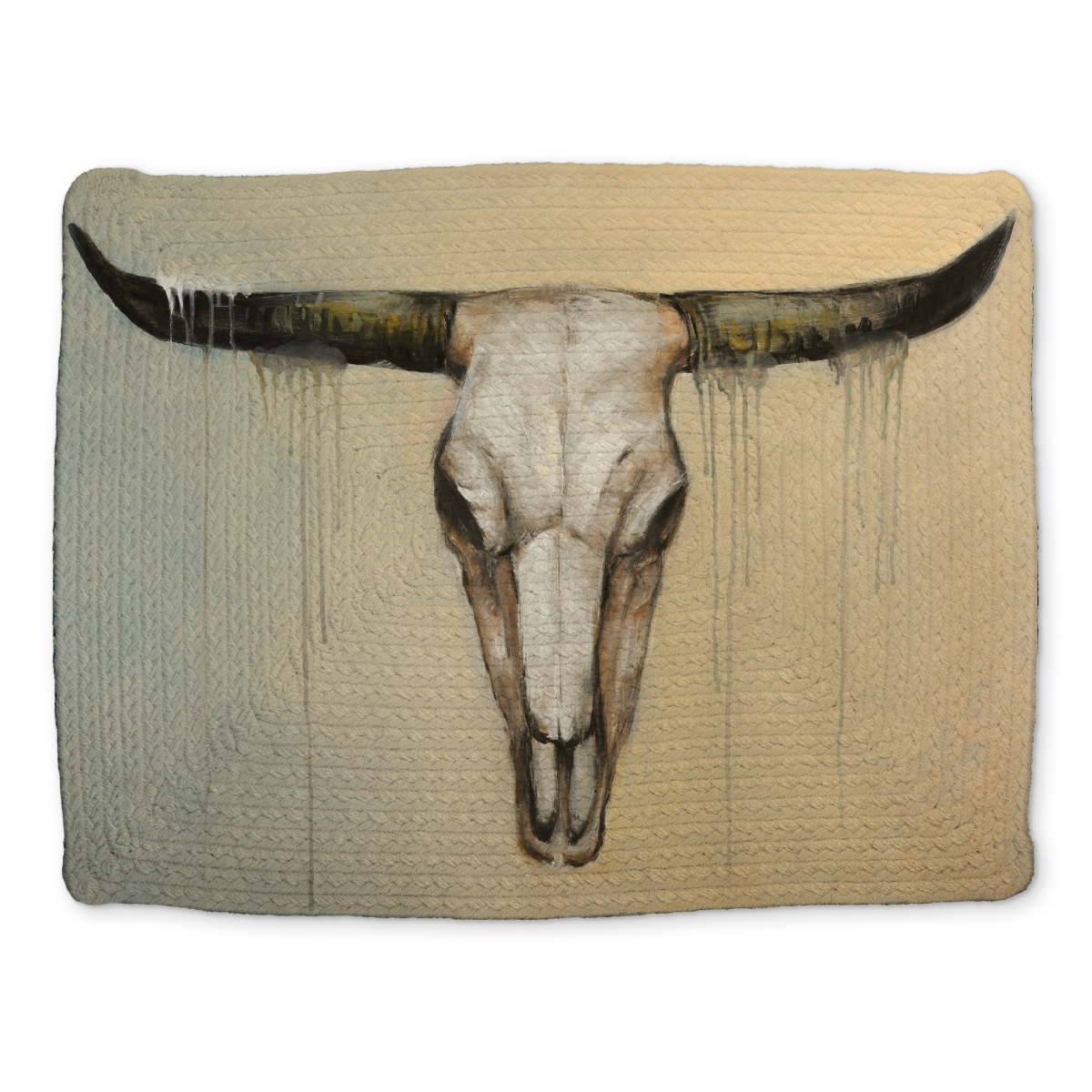 Picture of Begin Home Decor CBPM1418ZDM87S 14 x 18 in. Bull Skull Animals Bedroom Braided Brown Placemat - Home Decor