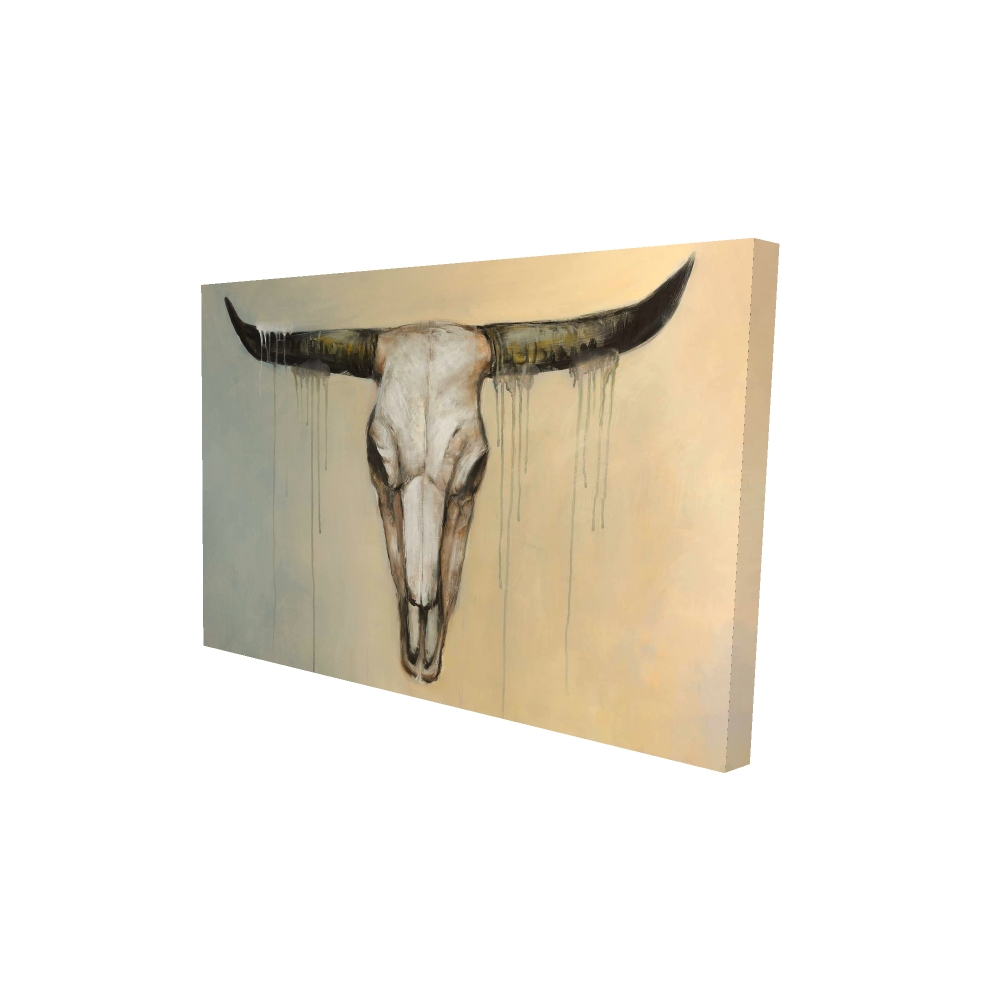 2080-2436-AN260 24 x 36 in. Bull Skull - Rustic Beige Canvas Home Decor Piece