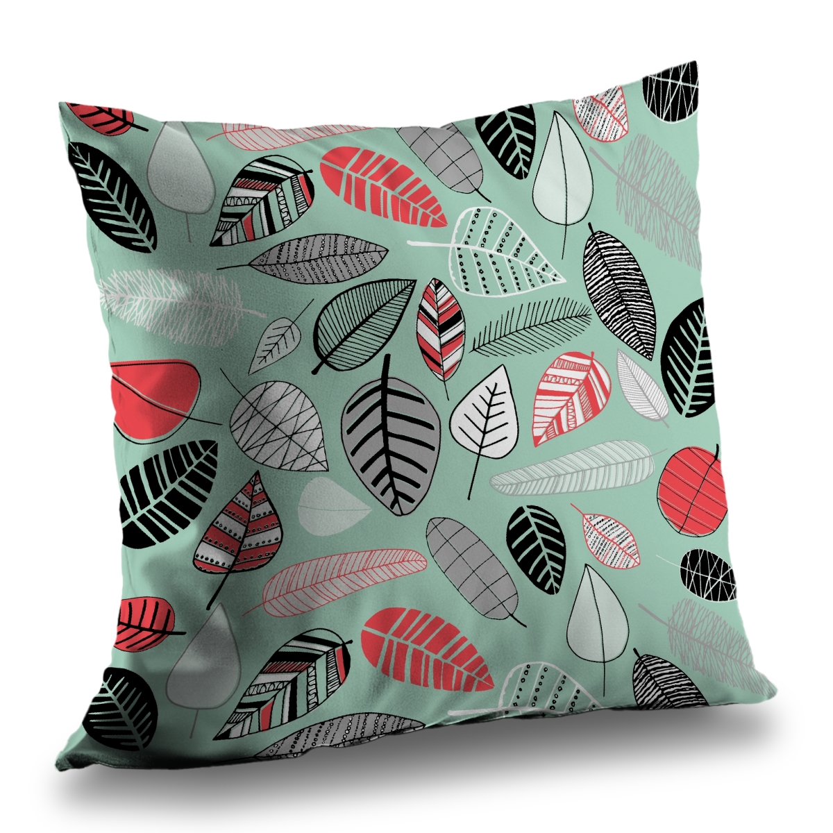 C1PC141451366Q 14 x 14 in. Turquoise Leaf Patterns - Bedroom Illustrative Poly Twill Throw
