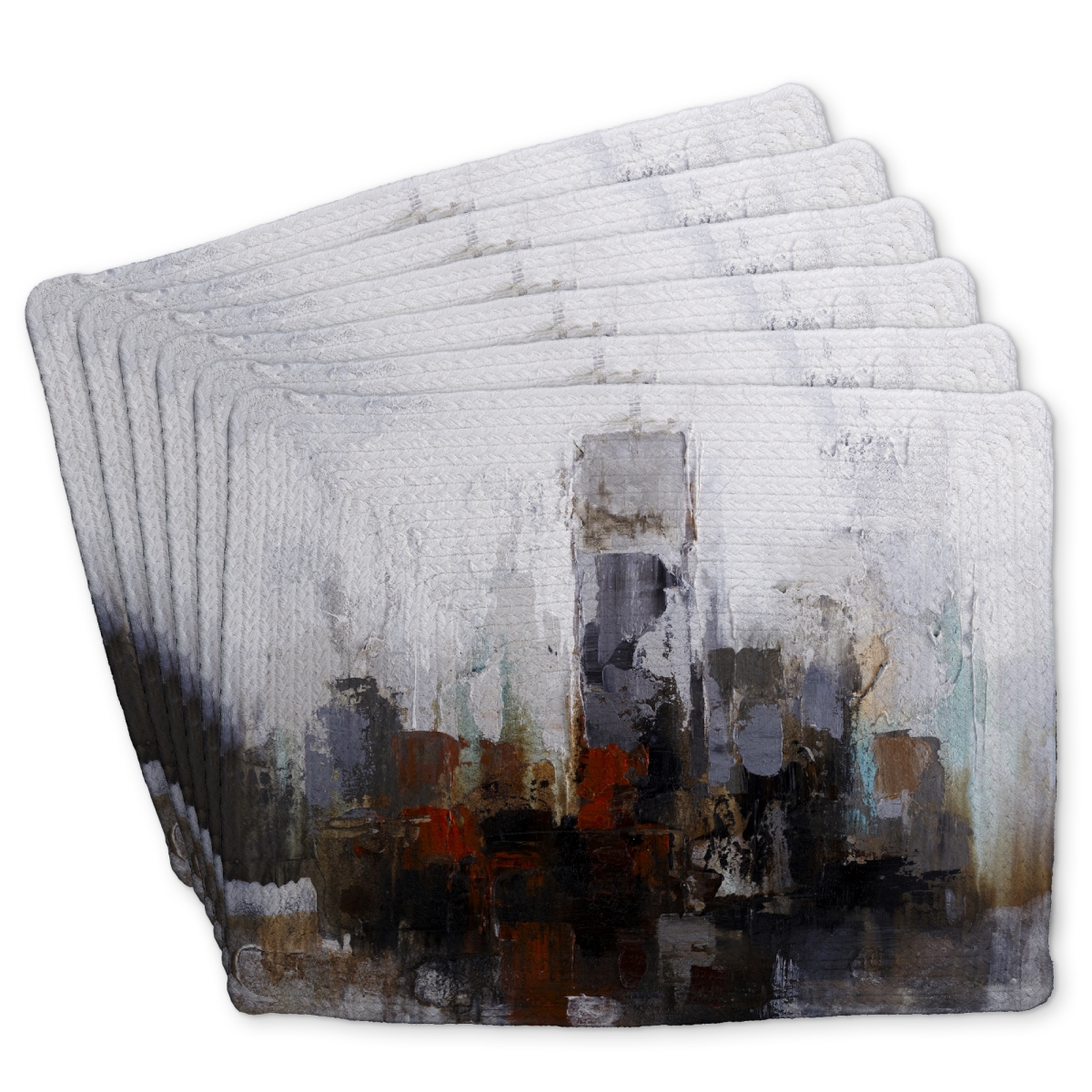 Picture of Begin Home Decor C6BP1418BJSFSC 14 x 18 in. Obscure Buildings Braided Polyester Placemat - Home Decor - Set of 6