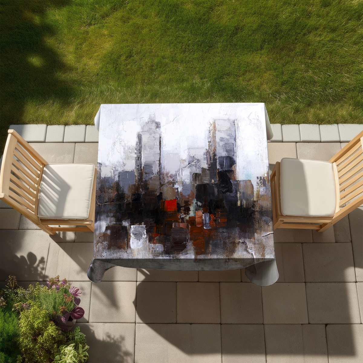 Picture of Begin Home Decor C1TC5858DE8610 58 x 58 in. Obscure City Indoor & Outdoor Tablecloth - Modern Home Decor