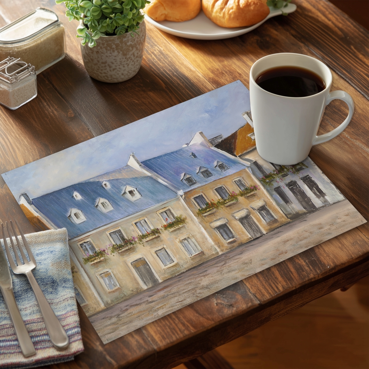 Picture of Begin Home Decor C6PP1418VLNKGA 14 x 18 in. Old Quebec City Polyester Placemat - Home Decor Accent - Set of 6