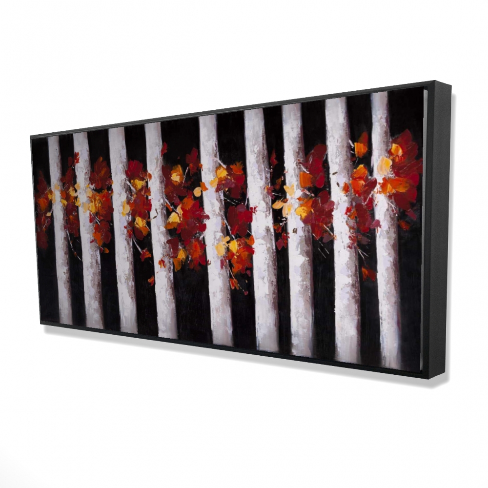 2081-2448-LA37 24 x 48 in. Trees & Fall Leaves - Office Red Framed Canvas Art Decor