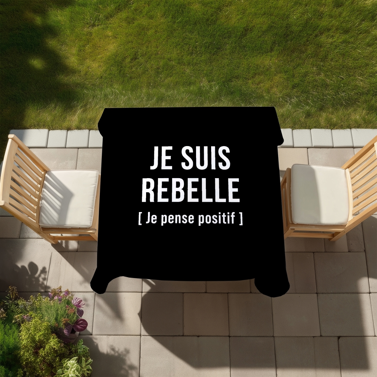 Picture of Begin Home Decor C1TC5858AEUW5A 58 x 58 in. I Am Rebellious Tablecloth - Office Quotes, Motivational Decor