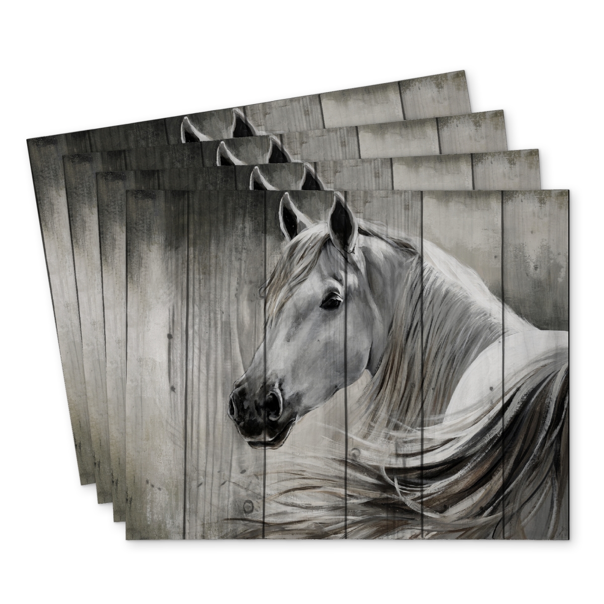 Picture of Begin Home Decor C4PP14186EV9L5 14 x 18 in. Rustic Horse Polyester Placemat for Charming Home Decor - Set of 4