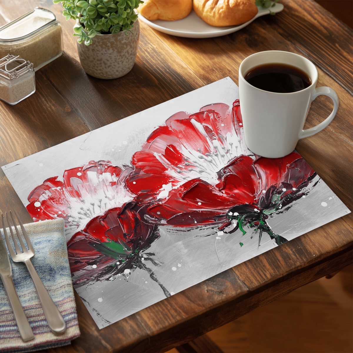 Picture of Begin Home Decor CPPM1418I3BT72 14 x 18 in. Bedroom Flowers Contemporary Polyester Placemat - Home Decor
