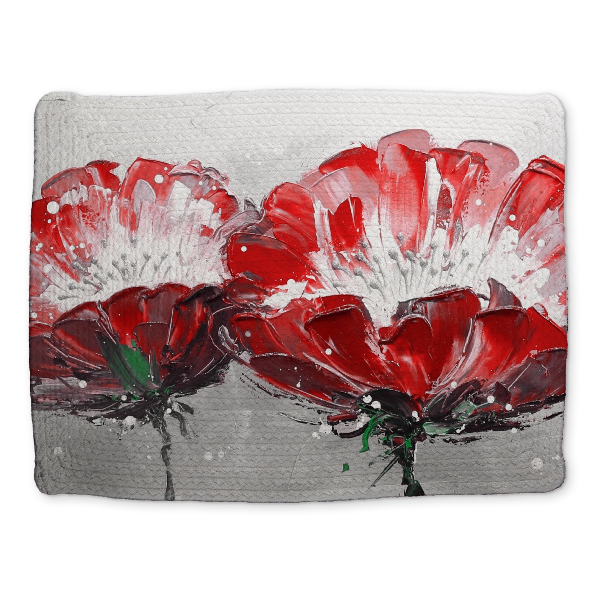 Picture of Begin Home Decor CBPM14181S6VVN 14 x 18 in. Gray Floral Braided Polyester Placemat - Wild Flower Decor