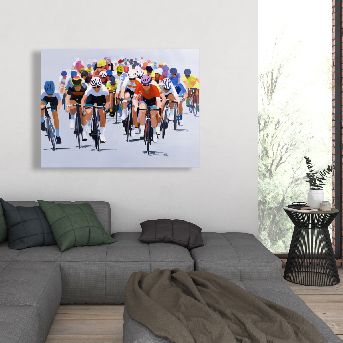 C1RC3648NKOD19 36 x 48 in. Cycling Competition - Livingroom Blue Canvas for Home Decor