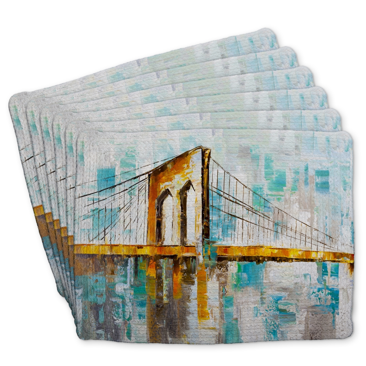 Picture of Begin Home Decor C6BP14187SDJCU 14 x 18 in. Brooklyn Bridge Braided Polyester Placemat for Home Decor - Set of 6