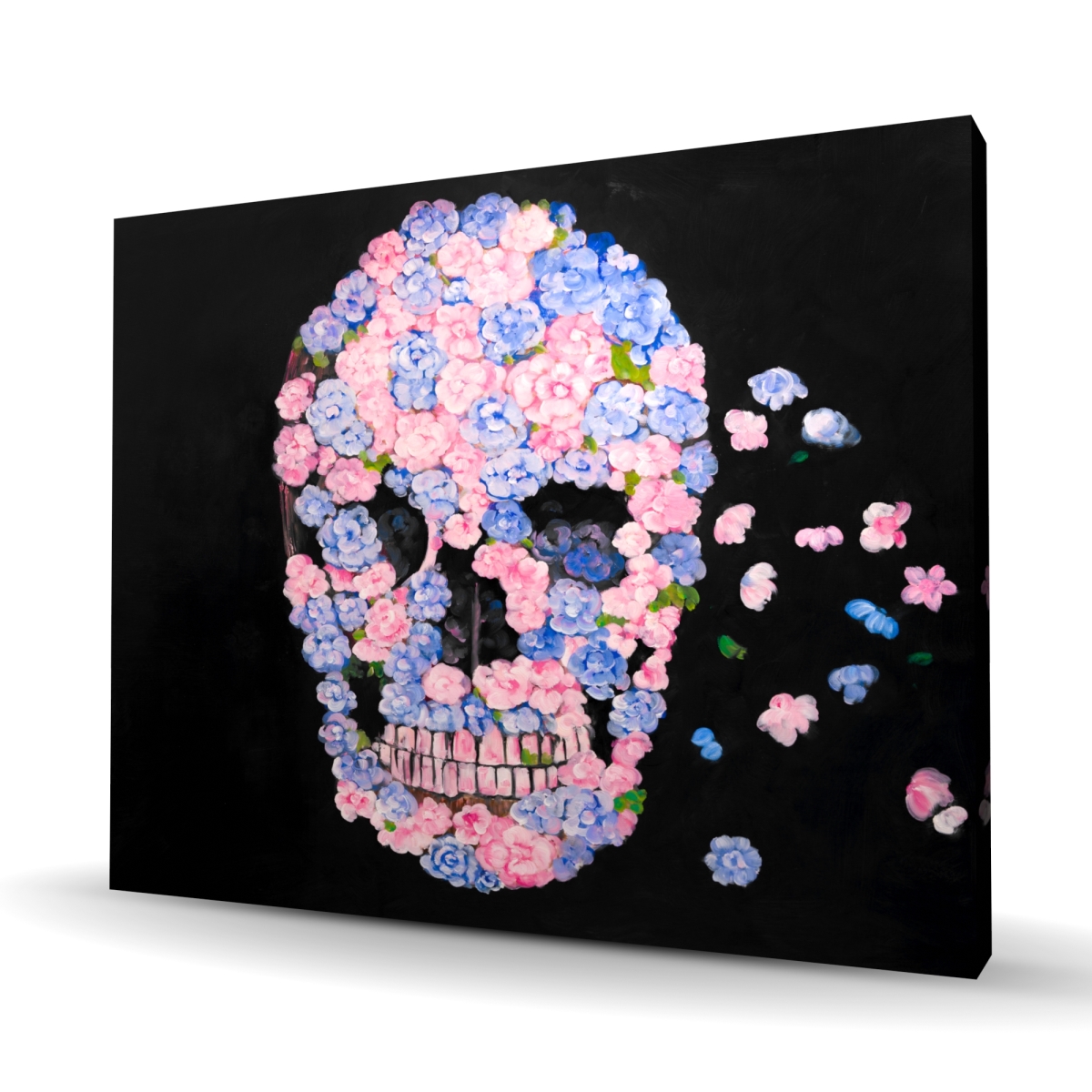 C1RC4860OQNE0J 48 x 60 in. Flower Skull Canvas - Unique Floral Home Decor Art