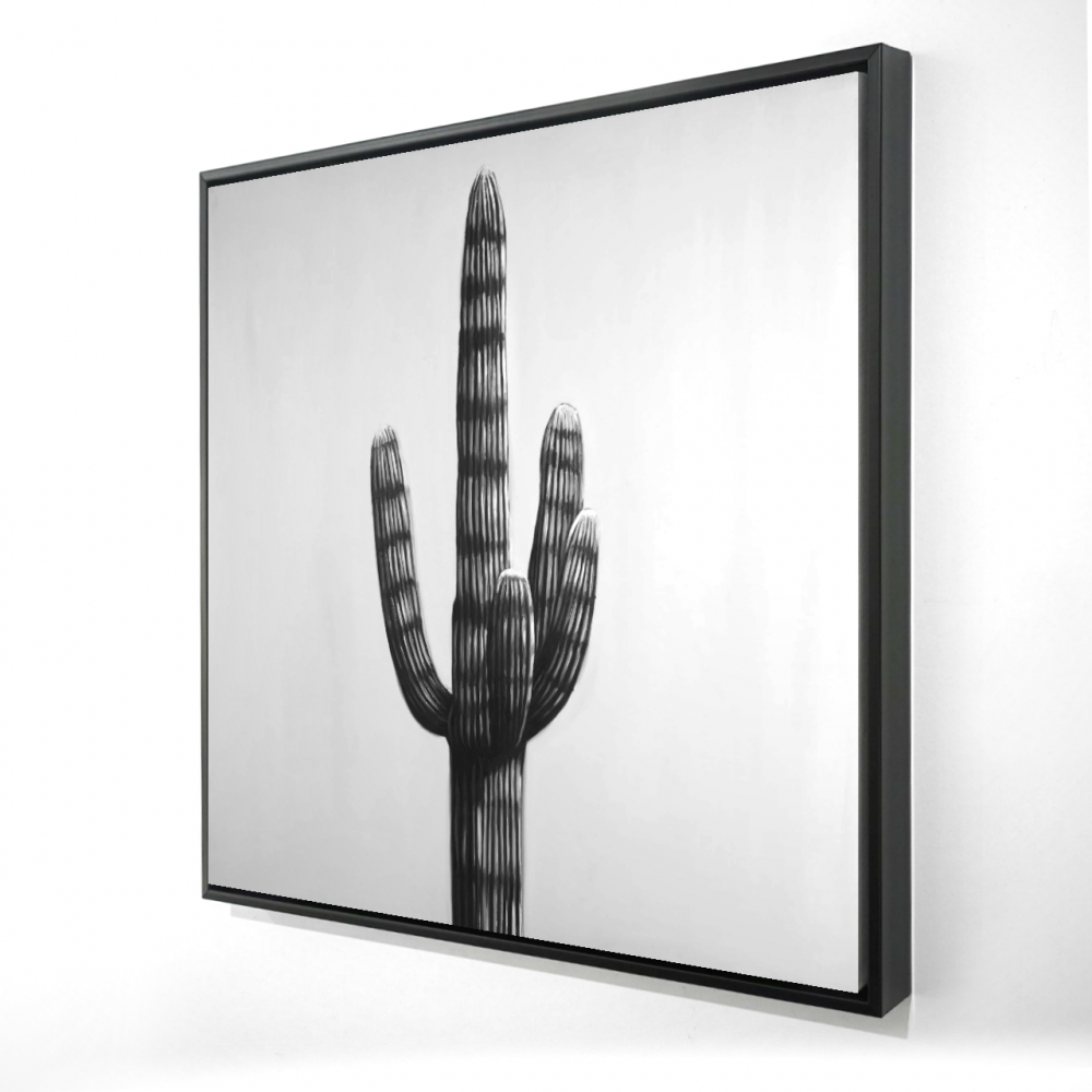 2081-3636-FL196 36 x 36 in. Large Cactus - Black Framed Canvas for Home Decor