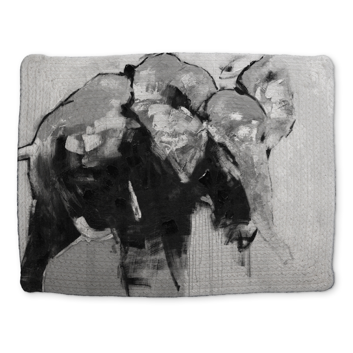 Picture of Begin Home Decor CBPM1418DMAQLQ 14 x 18 in. Elephant Office Braided Polyester Placemat - Monochrome Decor