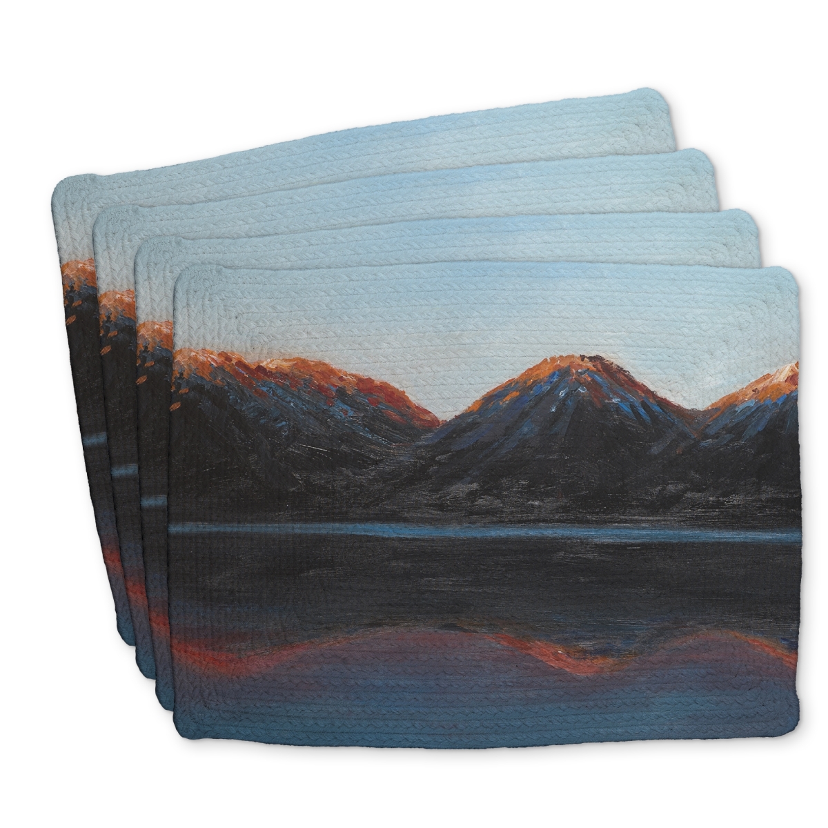 Picture of Begin Home Decor C4BP1418AMUGA9 14 x 18 in. Mountains & Calm Lake Braided Polyester Placemat - Home Decor - Set of 4