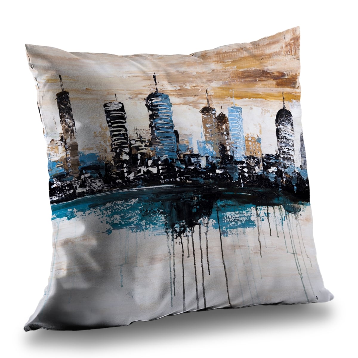 C1PC1414ETE0WX 14 x 14 in. Buildings on the Horizon - Black Office Poly Twill Throw - Decor