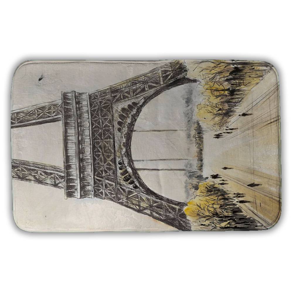 5930-3421-CI251 21 x 34 in. Eiffel Tower Bath Mat - Illustrative Bedroom Decor with Birds
